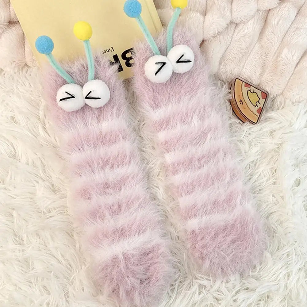 Fluffy Caterpillar Socks