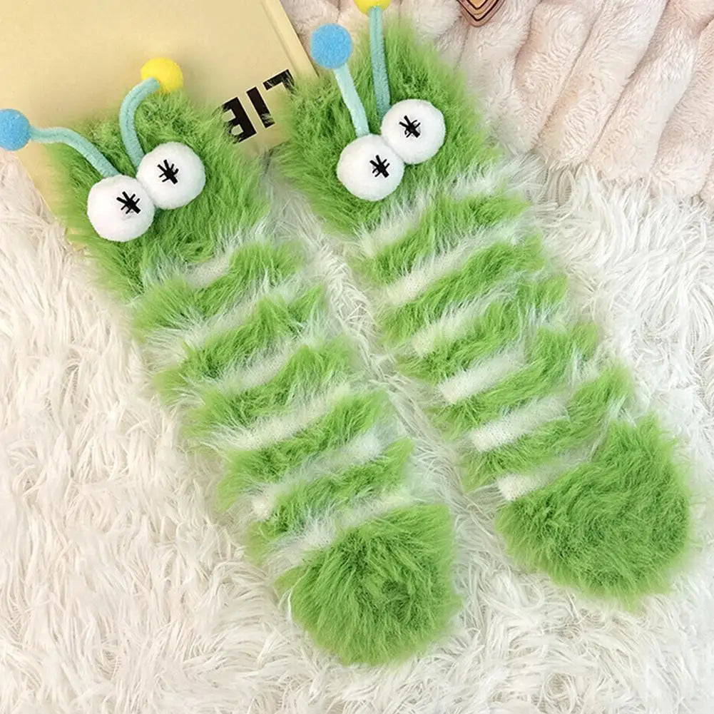 Fluffy Caterpillar Socks